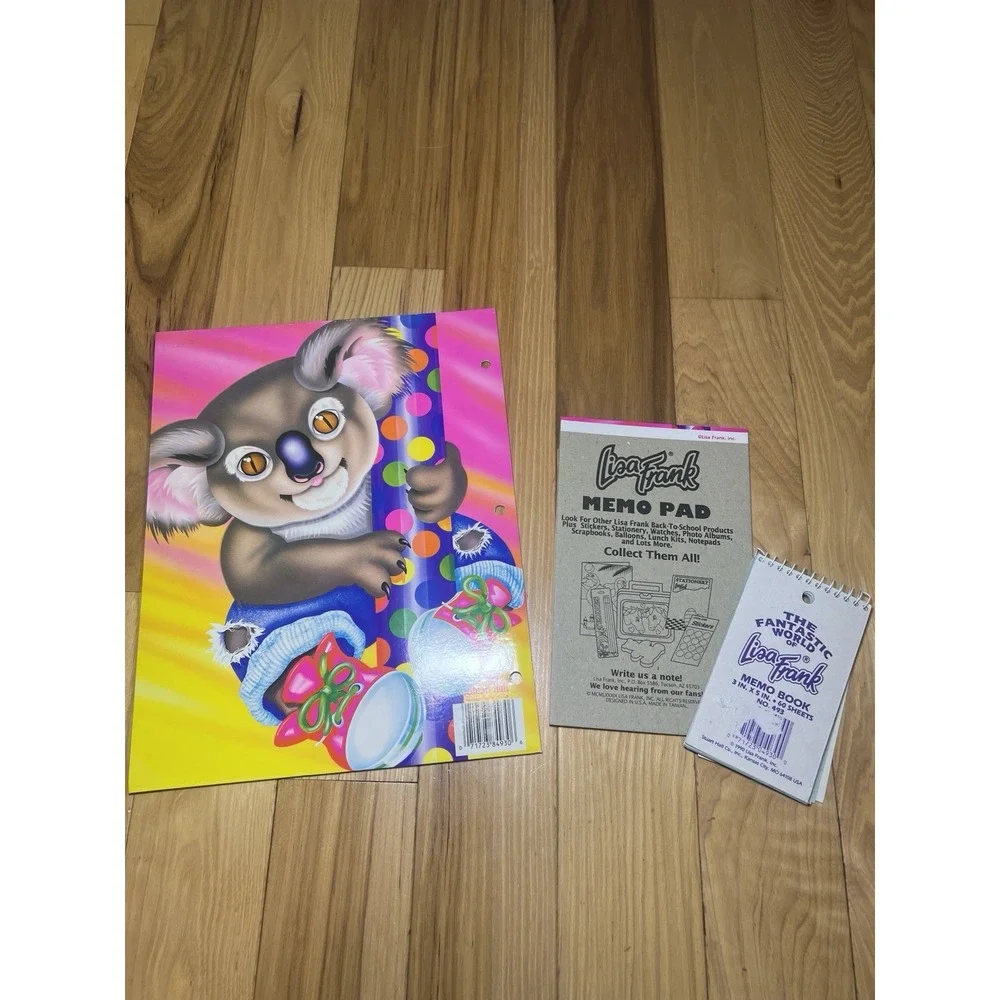 Vtg Fantastic World Lisa Frank Koala Folder & Notebook 1990 Excellent Condition
